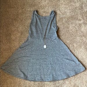 Gray Stretchy Skater Skirt Dress